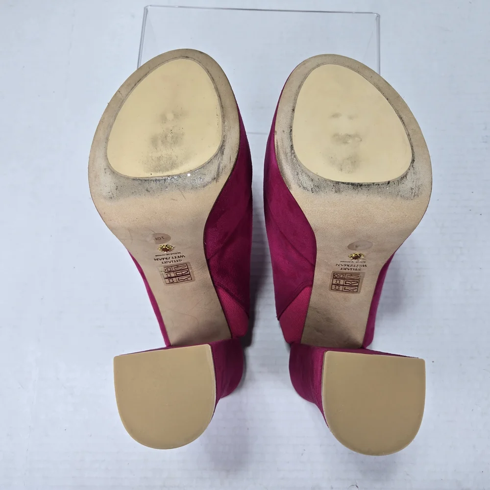Stuart Weitzman Skyhigh 145mm Azalea Fuchsia Slide Platform Mules Size 10M - Picture 7 of 10